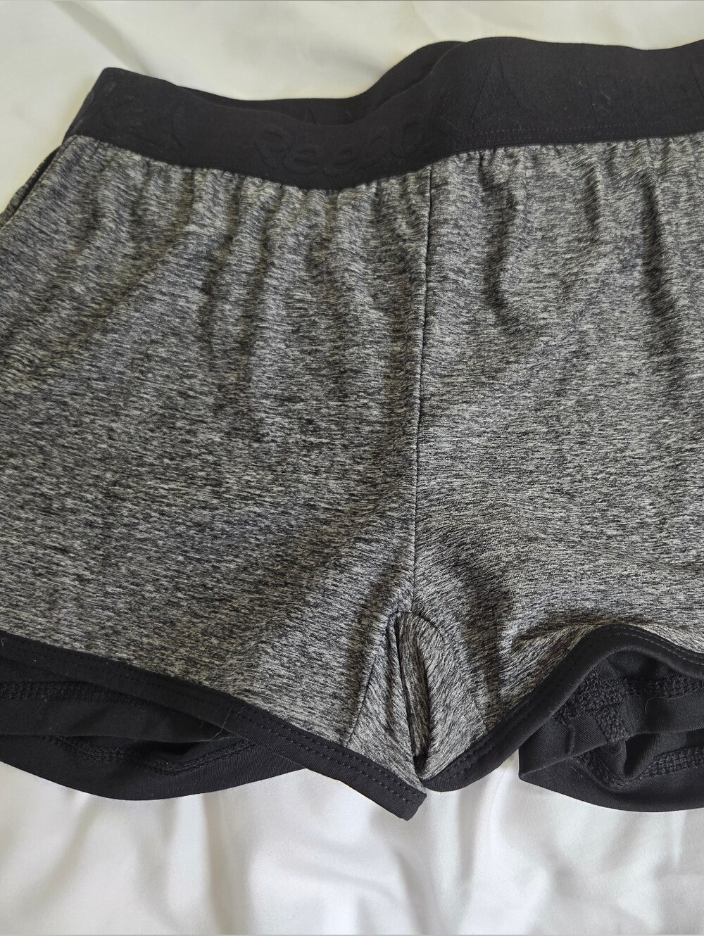 Reebok Women’s XS 2-in-1 Running Shorts Gray Black Compression Lined